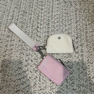 lululemon athletica Pink and White Dual Pouch Wristlet
